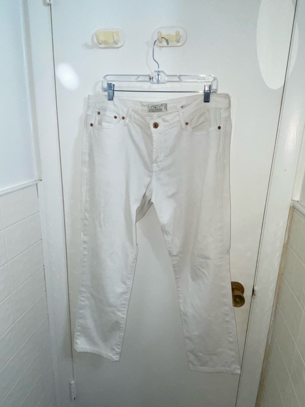 Lucky Brand White Denim Jeans with Branded Button